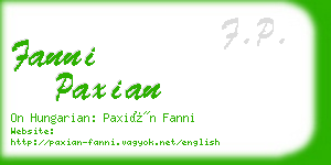 fanni paxian business card